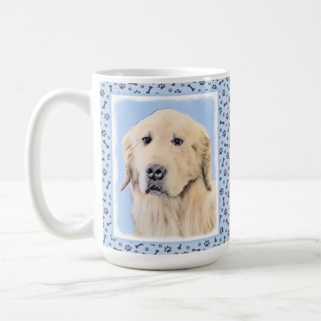 Mug Peinture Golden Retriever - Joli art original chie (Gauche)