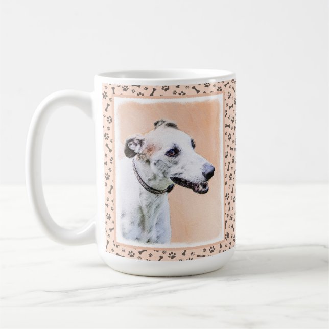 Mug Peinture Greyhound - Cute Original Chien Art (Gauche)