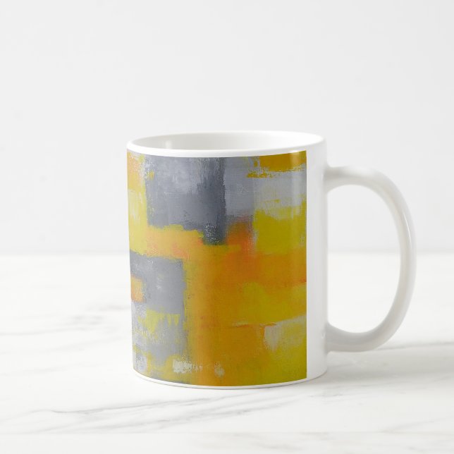 Mug peinture gris jaune blanc abstrait (Droite)