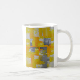 Mug peinture gris jaune blanc abstrait