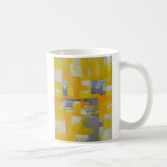 Mug peinture gris jaune blanc abstrait (Droite)