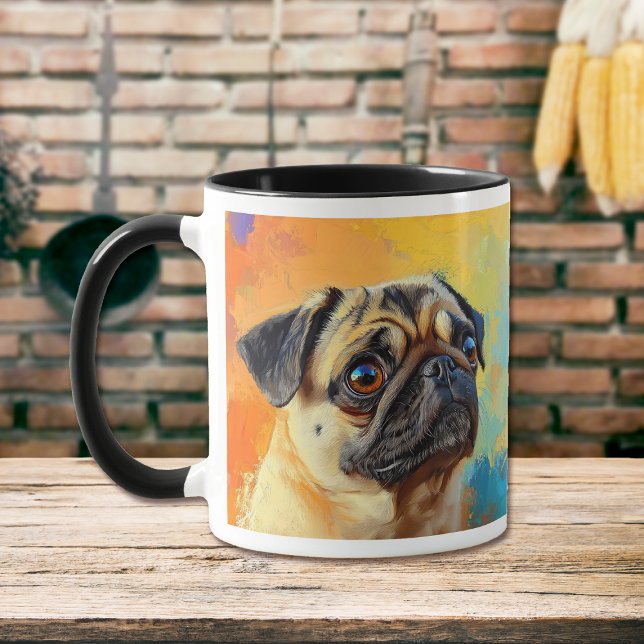 Mug Peinture impressionniste pour chien de Carlin colo (Créateur téléchargé)