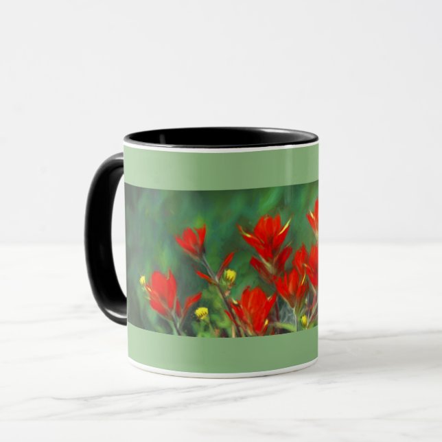 Mug Peinture indienne de pinceau - Art Fleur original (Devant gauche)