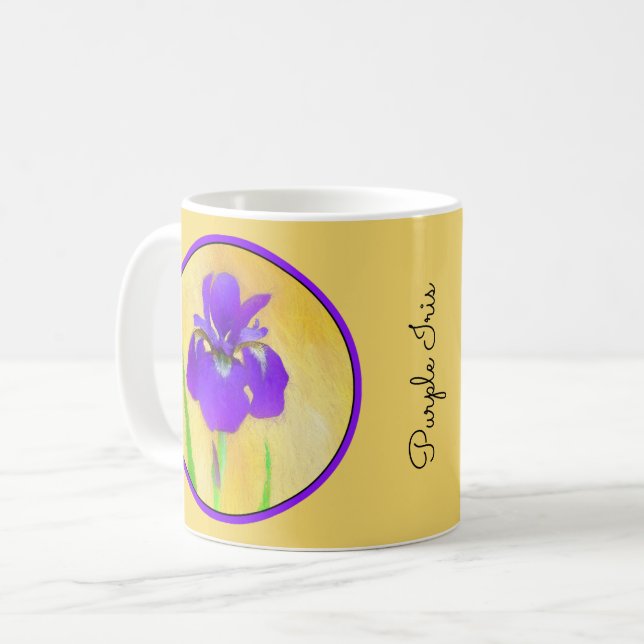 Mug Peinture Iris à pois pourpre - Chien original mign (Devant gauche)