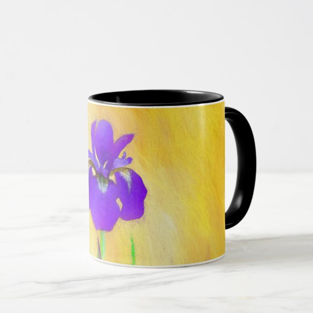 Mug Peinture Iris à pois pourpre - Chien original mign (Devant droit)