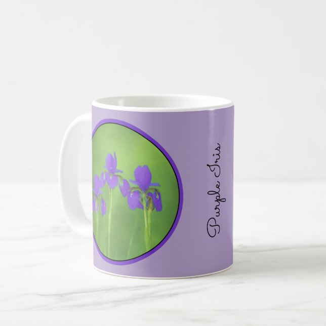 Mug Peinture Iris Violet - Art Fleur Originale (Devant gauche)