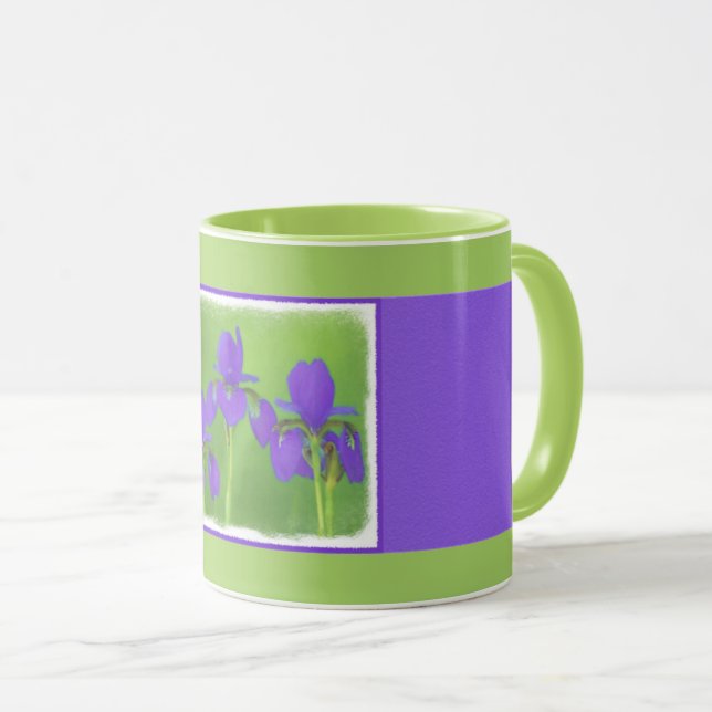 Mug Peinture Iris Violet - Art Fleur Originale (Devant droit)
