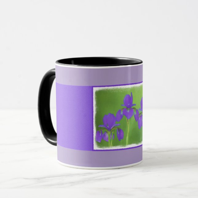 Mug Peinture Iris Violet - Art Fleur Originale (Devant gauche)
