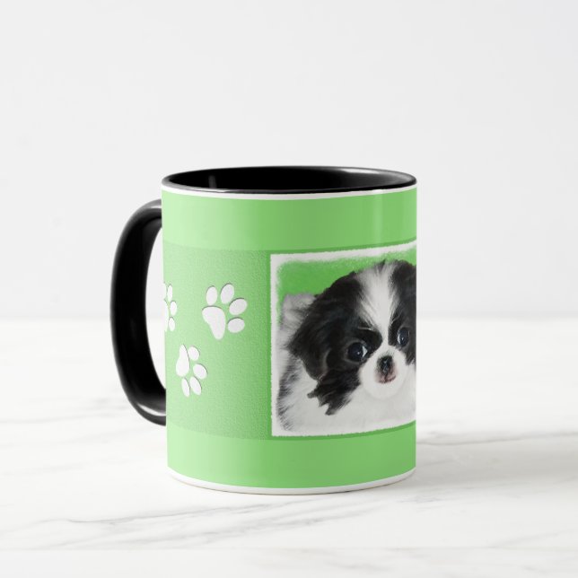 Mug Peinture japonaise de chiot - Art original de chie (Devant gauche)