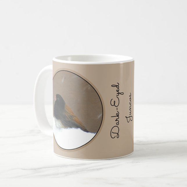 Mug Peinture Junco foncée - Art original pour oiseaux (Devant gauche)