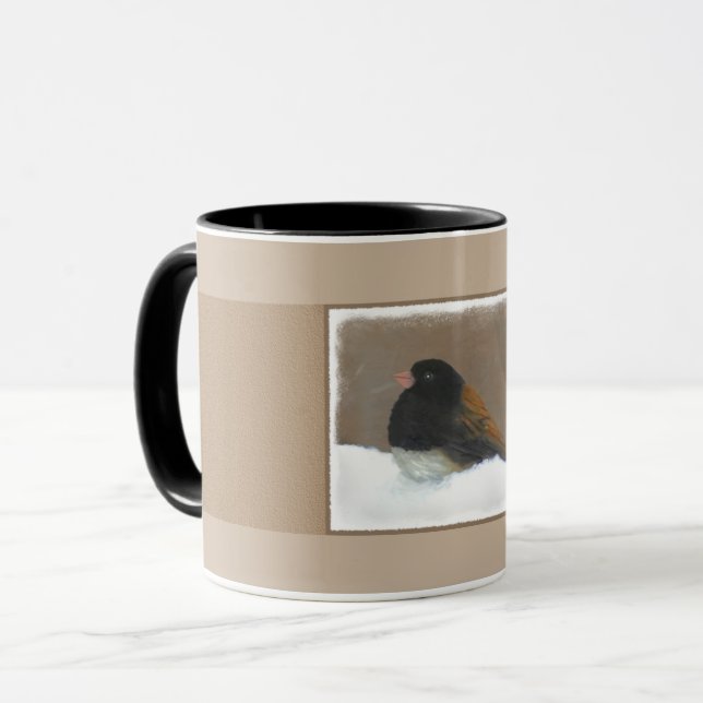 Mug Peinture Junco foncée - Art original pour oiseaux (Devant gauche)