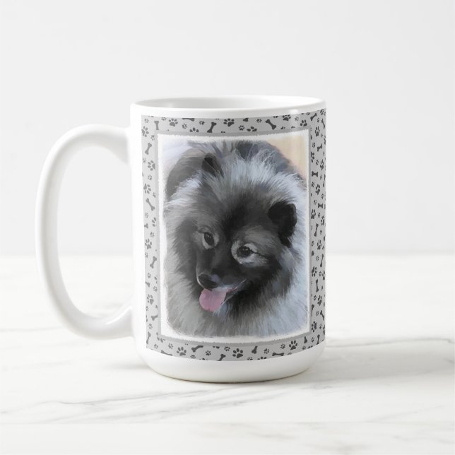 Mug Peinture Keeshond Bailey - Cute Original Chien Art (Gauche)