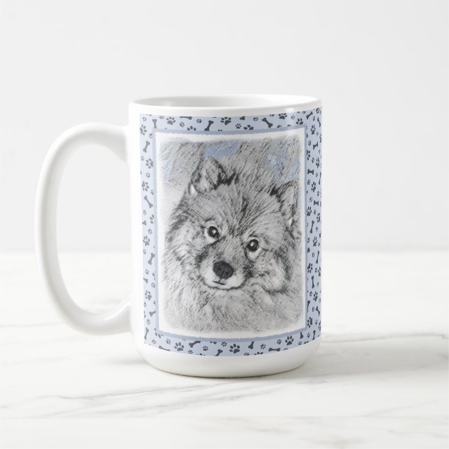 Mug Peinture Keeshond Beth - Joli art original chien (Gauche)