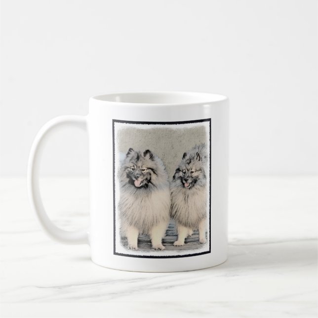 Mug Peinture Keeshond Brothers - Art Chien original (Gauche)