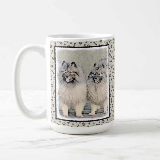 Mug Peinture Keeshond Brothers - Art Chien original (Gauche)