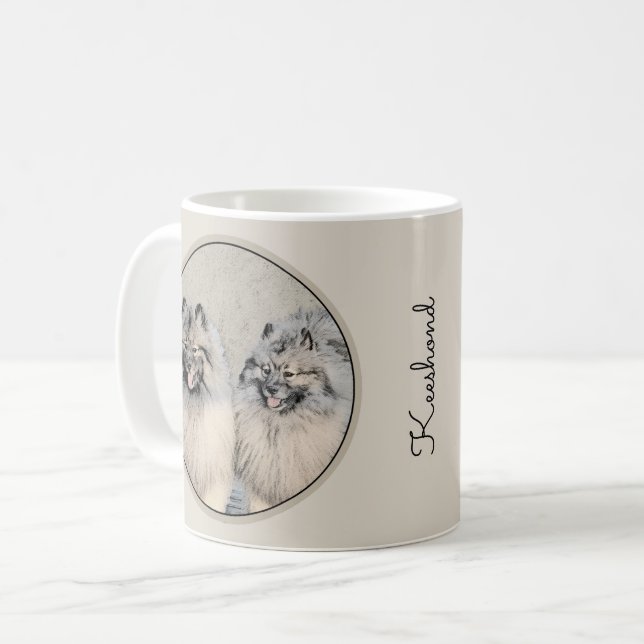 Mug Peinture Keeshond Brothers - Art Chien original (Devant gauche)