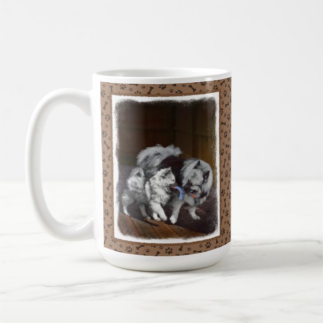 Mug Peinture Keeshond Playtime - Jolie art original ch (Gauche)
