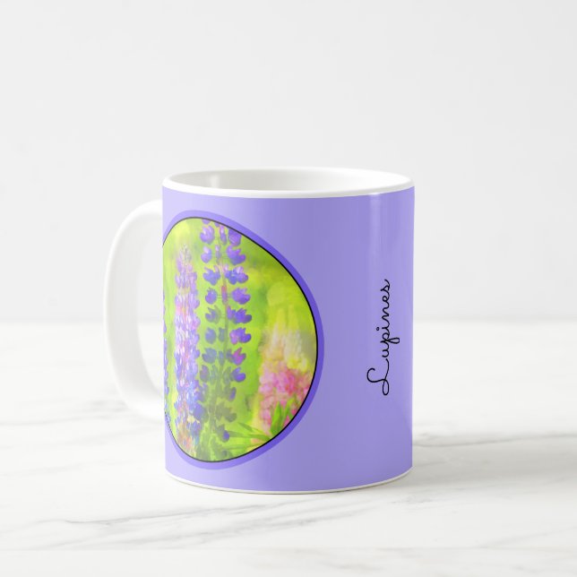 Mug Peinture lupine - Art Fleur original (Devant gauche)