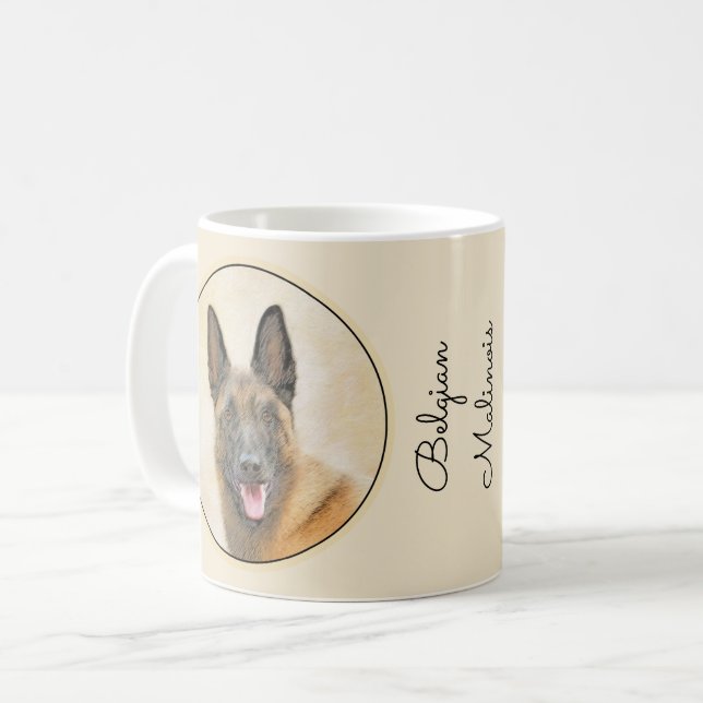Mug Peinture Malinoise belge - Cute Original Chien Art (Devant gauche)