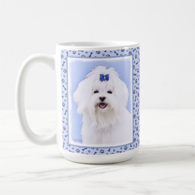 Mug Peinture maltaise - Joli art original pour chien (Gauche)