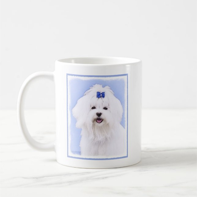 Mug Peinture maltaise - Joli art original pour chien (Gauche)