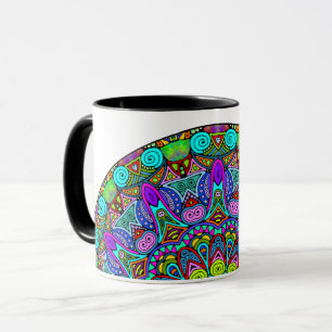 Mug Peinture manuelle Mandala Cadran d'horloge 4