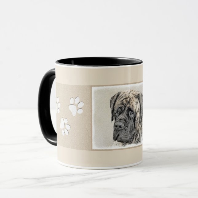 Mug Peinture mastiff anglaise (Brindle) - Dog Art (Devant gauche)