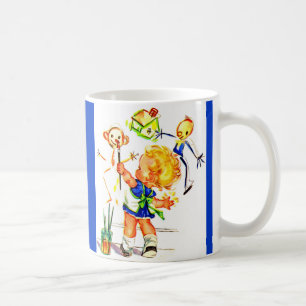 Mug peinture mignonne de petite fille sur le mur