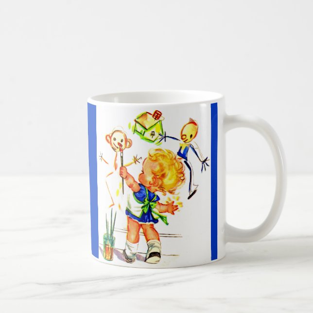 Mug peinture mignonne de petite fille sur le mur (Droite)