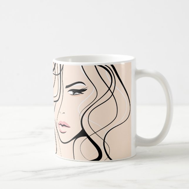 Mug Peinture minimaliste Pastel Peach Élégante maquill (Droite)