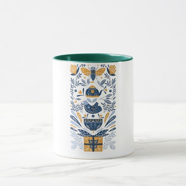 Mug Peinture Murale Botanique et Animale Abstraite (Centre)