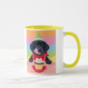 Mug Peinture noire de petit gâteau d'anniversaire de
