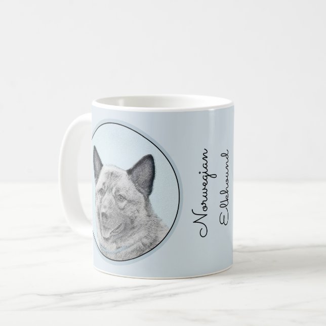 Mug Peinture norvégienne Elkhound - Art original Chien (Devant gauche)