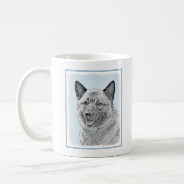 Mug Peinture norvégienne Elkhound - Art original Chien (Gauche)