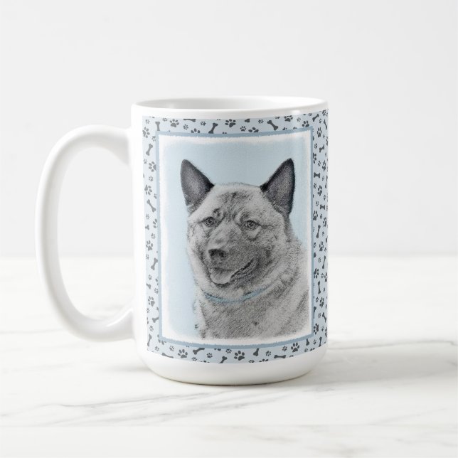 Mug Peinture norvégienne Elkhound - Art original Chien (Gauche)