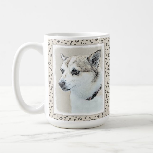 Mug Peinture norvégienne Lundehund - Art original chie (Gauche)
