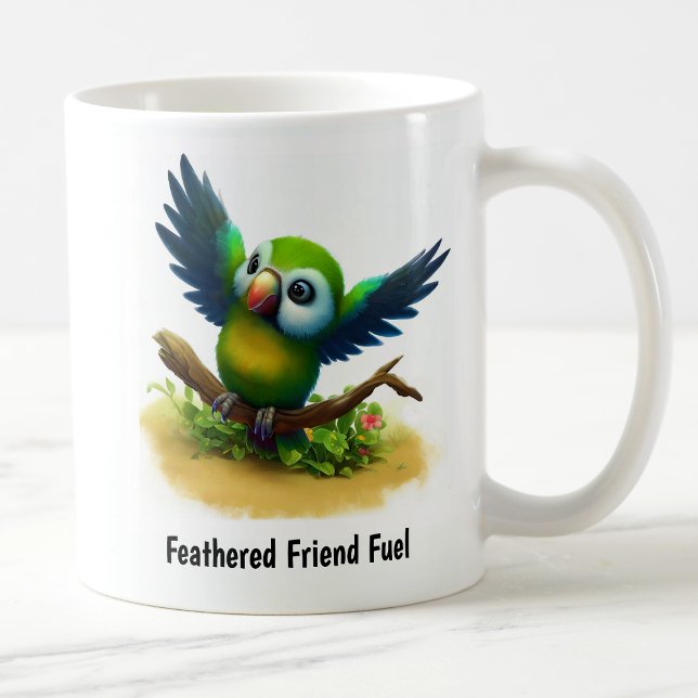 Mug Peinture numérique d'un joli perroquet masqué (Créateur téléchargé)