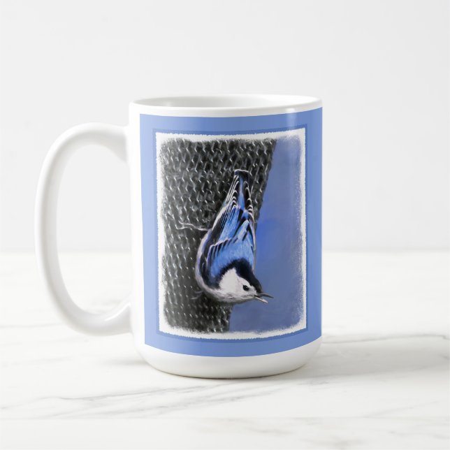 Mug Peinture Nuthatch à poitrine blanche Art original (Gauche)