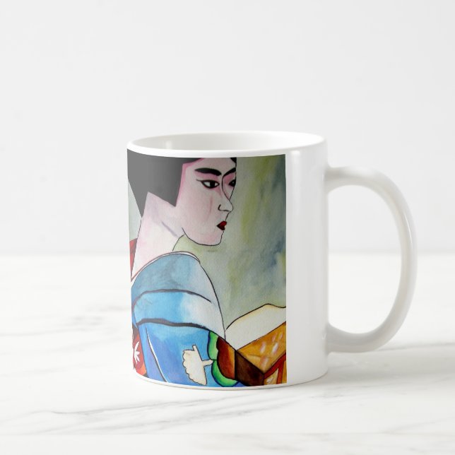 Mug peinture originale d'aquarelle japonaise Geisha (Droite)