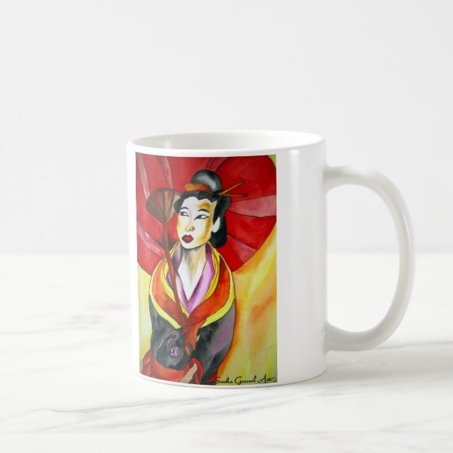 Mug peinture originale d'aquarelle japonaise Geisha (Droite)
