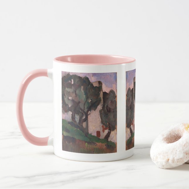 Mug Peinture paysagère vintage-américaine (Avec donut)