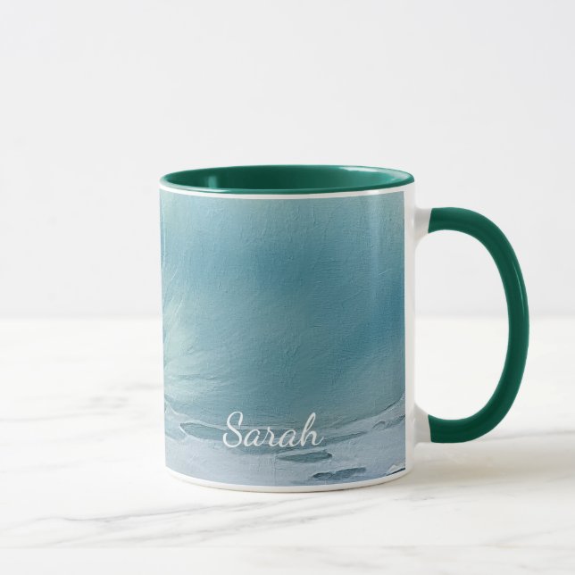 Mug Peinture personnalisée des vagues de plage (Droite)