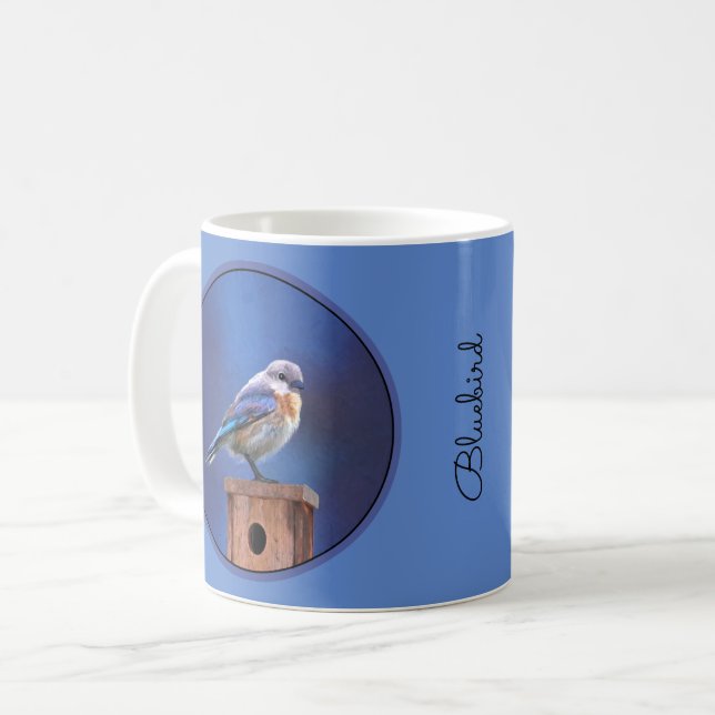 Mug Peinture pour oiseaux bleus (femelle) - Art origin (Devant gauche)