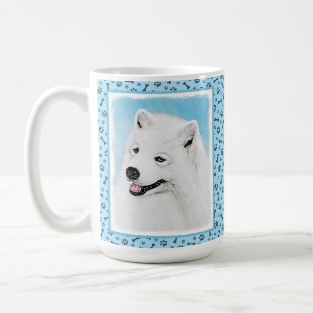 Mug Peinture Samoyed - Cute Original Chien Art (Gauche)