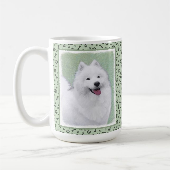 Mug Peinture Samoyed - Cute Original Chien Art (Gauche)
