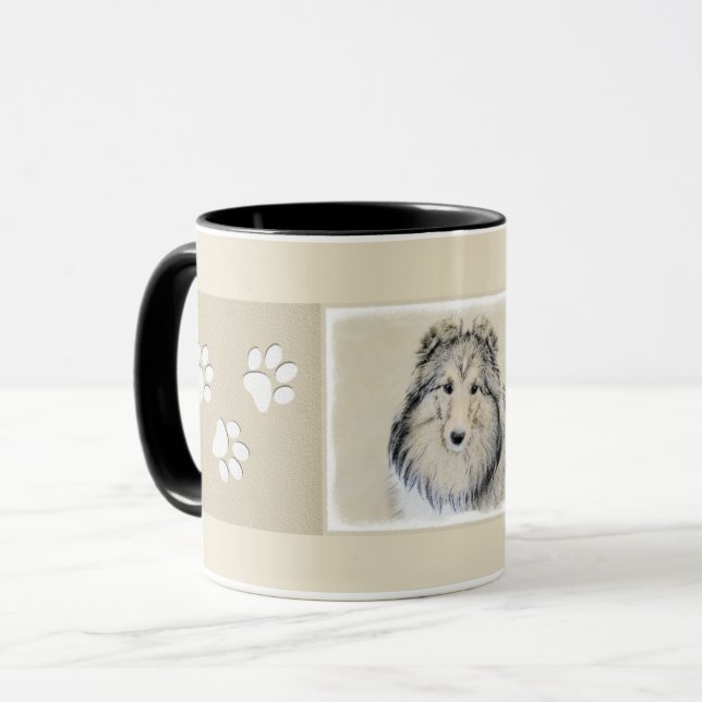 Mug Peinture Shetland Sheepdog - Jolie art original ch (Devant gauche)