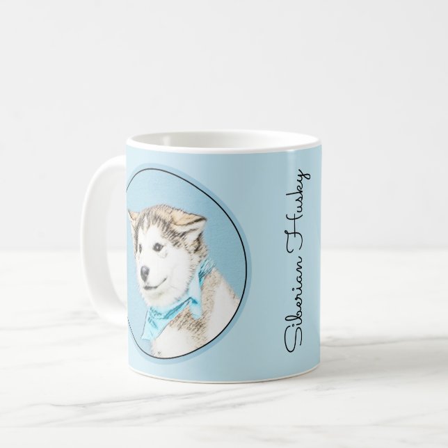 Mug Peinture Sibérienne Husky Puppy - Art Chien origin (Devant gauche)