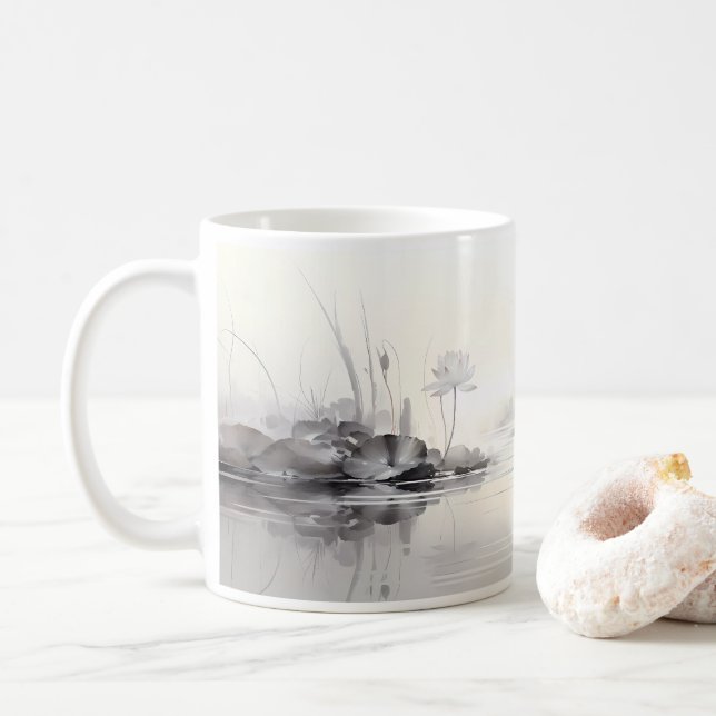 Mug Peinture Simple De Fleur De Lotus (Avec donut)
