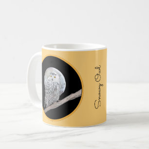Mug Peinture sur la Chouette neigeuse et la Lune - Art
