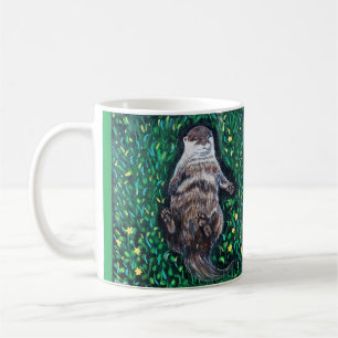 Mug Peinture sur la loutre de rivière relaxante